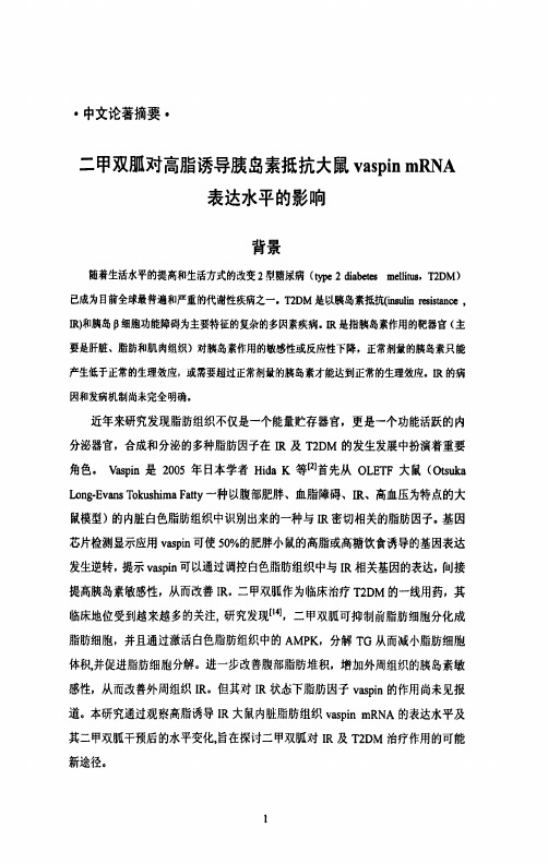 二甲双胍对高脂诱导胰岛素抵抗大鼠vaspin mRNA表达水平的作用