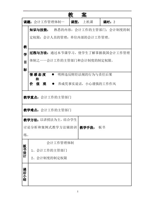 会计工作管理制度——1、会计人员管理2、单位内部会计工作管理