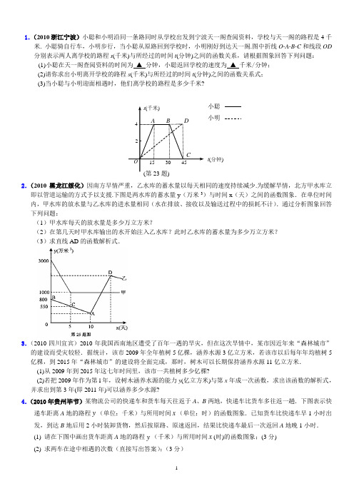 2010年中考一次函数部分试题