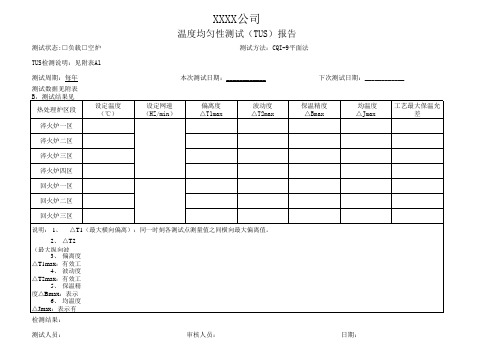 温度均匀性报告(TUS)