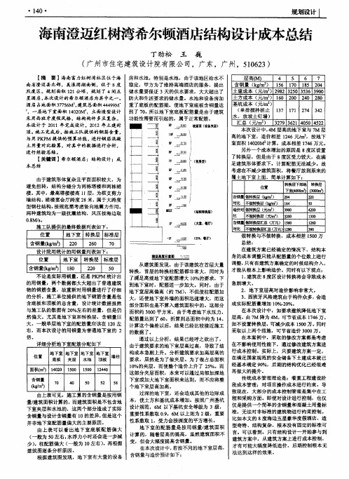 海南澄迈红树湾希尔顿酒店结构设计成本总结