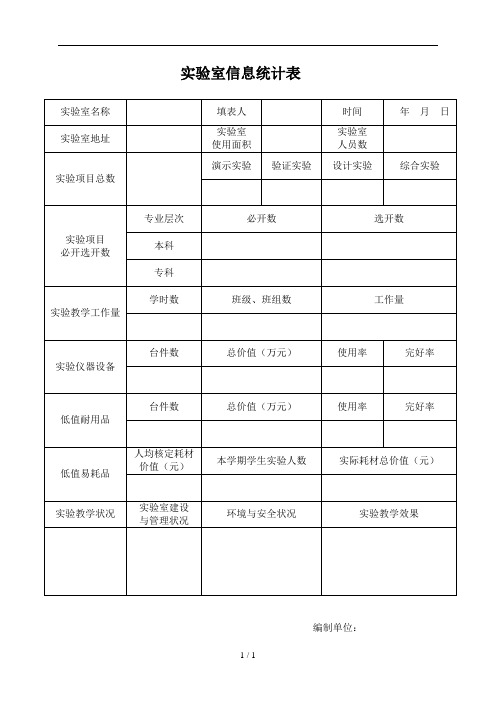 实验室信息统计表