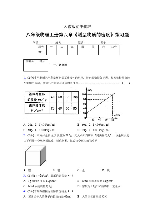 (中考)物理《测量物质的密度》专项模拟练习(含答案) (640).pdf