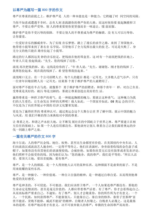 有关尊严作文800字议论文范文
