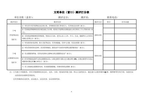 文明单位窗口测评打分表