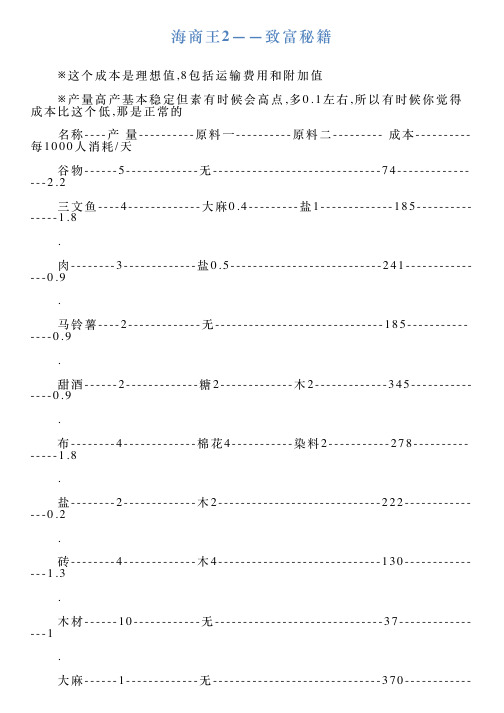 海商王2——致富秘籍