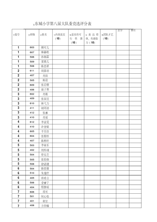 大队委评分表