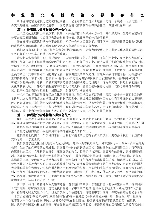 参观湖北省博物馆心得体会作文