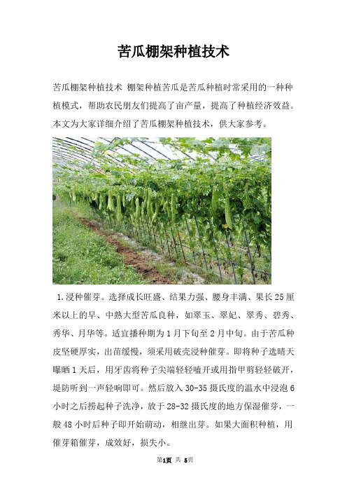 苦瓜棚架种植技术