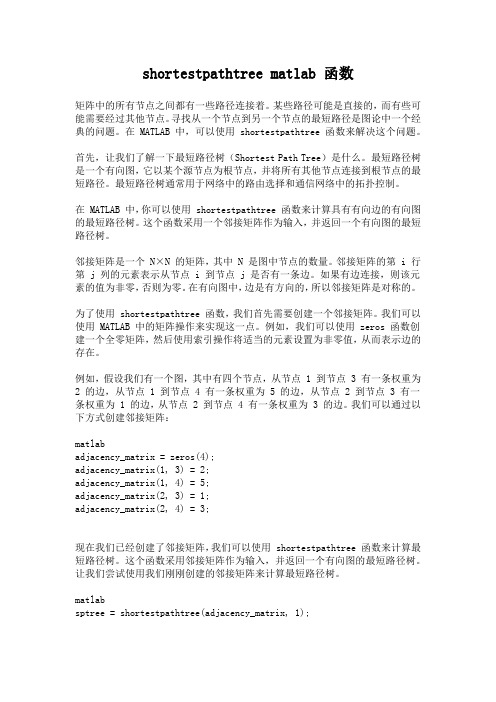 shortestpathtree matlab 函数