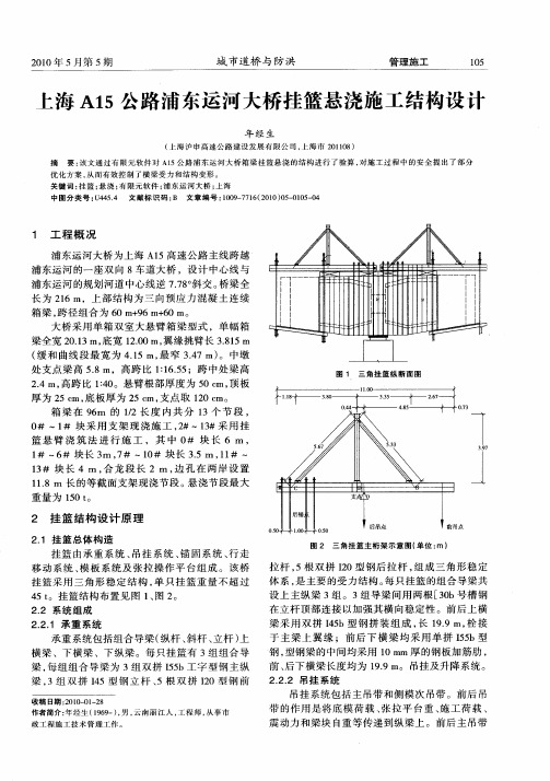 上海A15公路浦东运河大桥挂篮悬浇施工结构设计