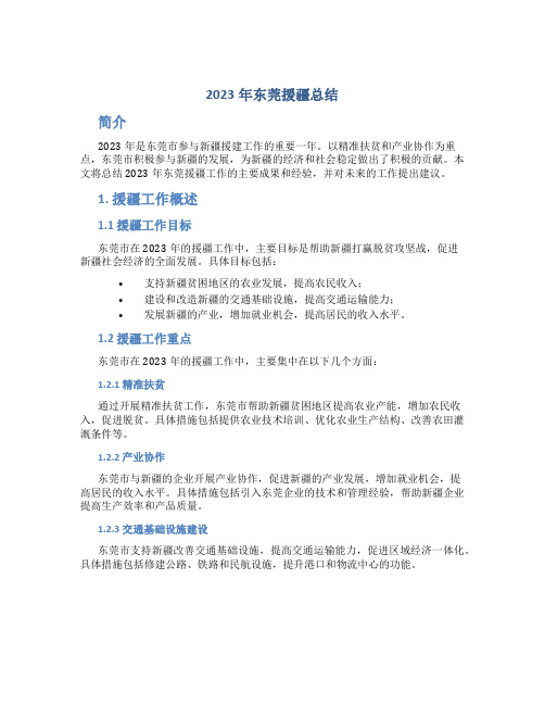 2023年东莞援疆总结