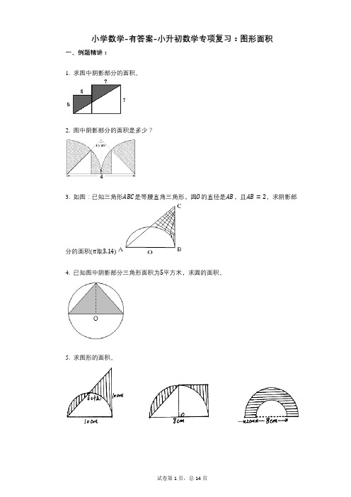 小学数学-有答案-小升初数学专项复习：图形面积