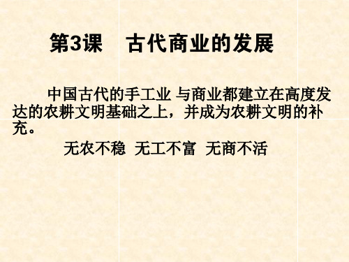 2020届高三一轮复习上课用  必修二第3课古代商业的发展