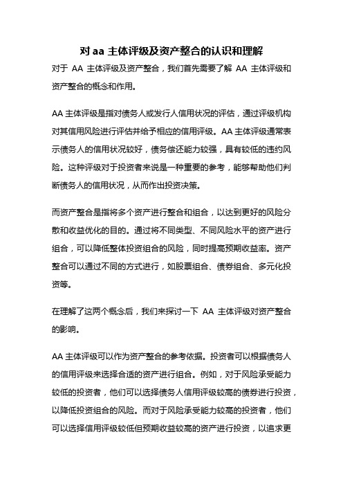 对aa主体评级及资产整合的认识和理解