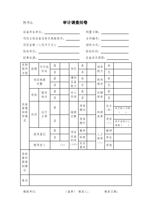 审计调查问卷模版