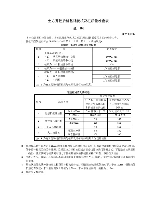 GD2301032-土方开挖后桩基础复核及桩质量检查表