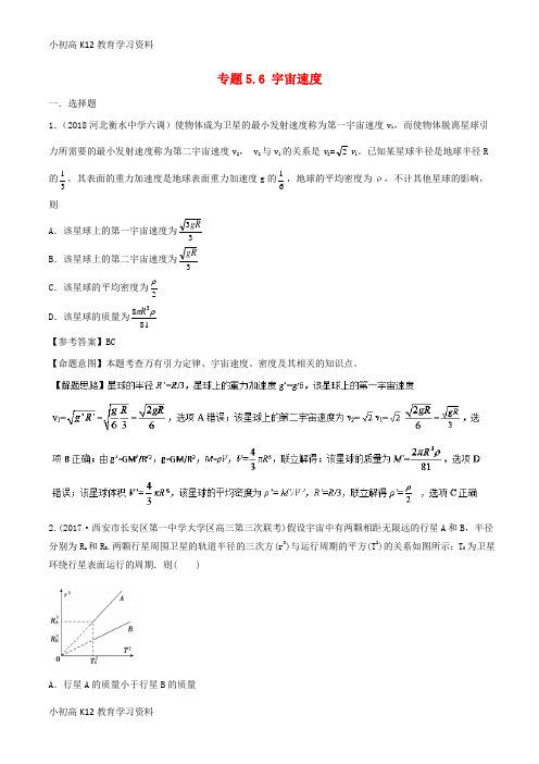【K12教育学习资料】[学习]2019年高考物理一轮复习 专题5.6 宇宙速度千题精练