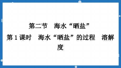 第八单元第二节海水“晒盐”九年级化学鲁教版下册