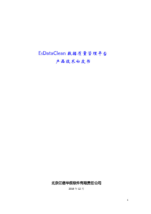 EsDataClean数据质量管理平台产品技术白皮书