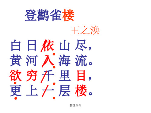 登鹳雀楼白日依山尽黄河入海流欲穷千里目更上一层楼