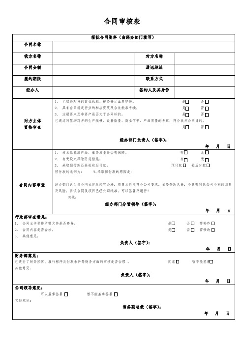 合同审批表