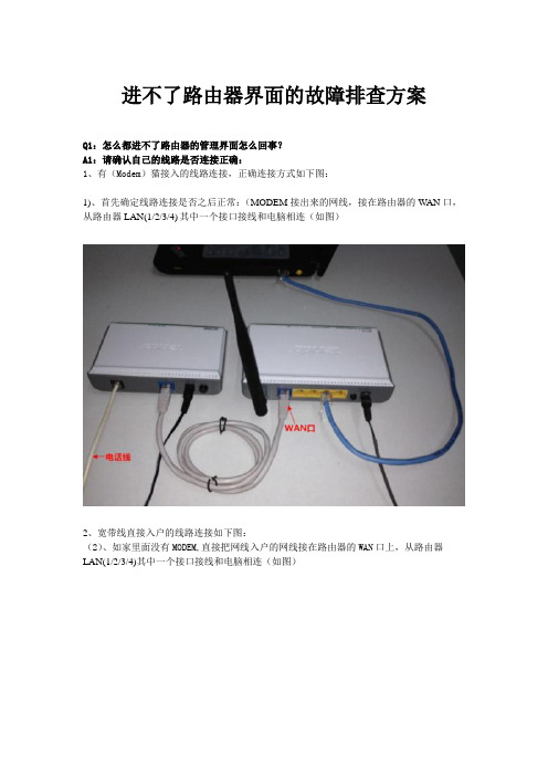 进不了路由器的管理界面,怎么办？