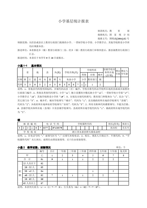 小学基层统计报表