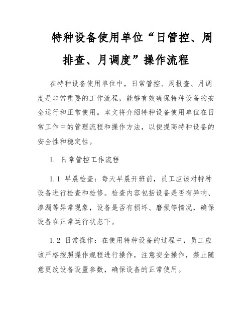 特种设备使用单位“日管控、周排查、月调度”操作流程