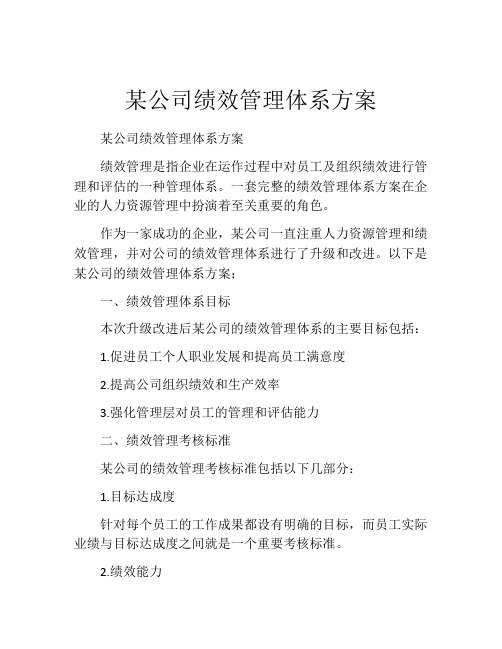 某公司绩效管理体系方案