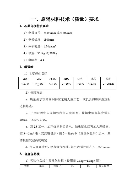 LF精炼炉工艺技术操作规程