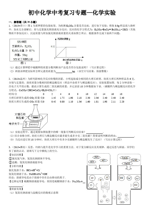 初中化学中考复习专题—化学实验