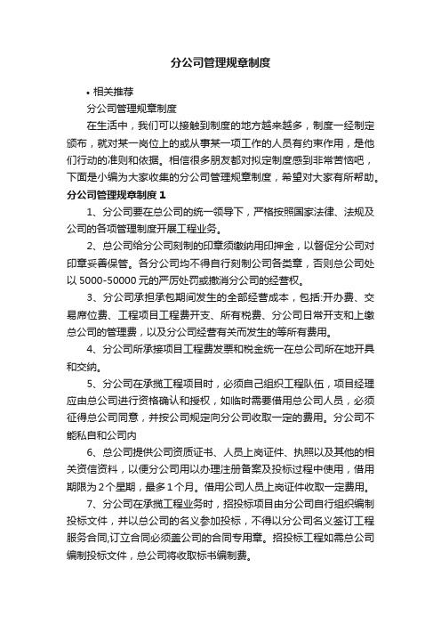 分公司管理规章制度