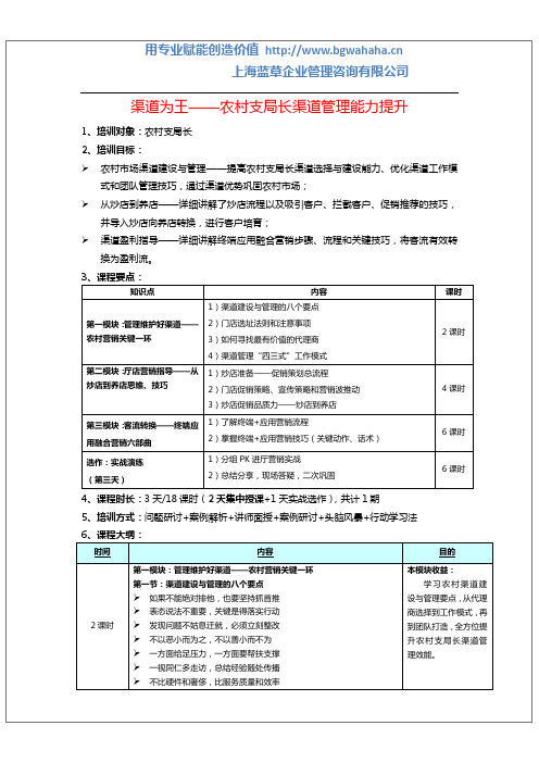 《渠道为王——农村支局长渠道管理能力提升》