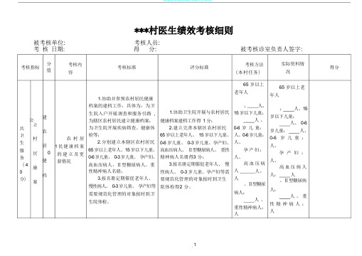 最新乡村医生绩效考核细则