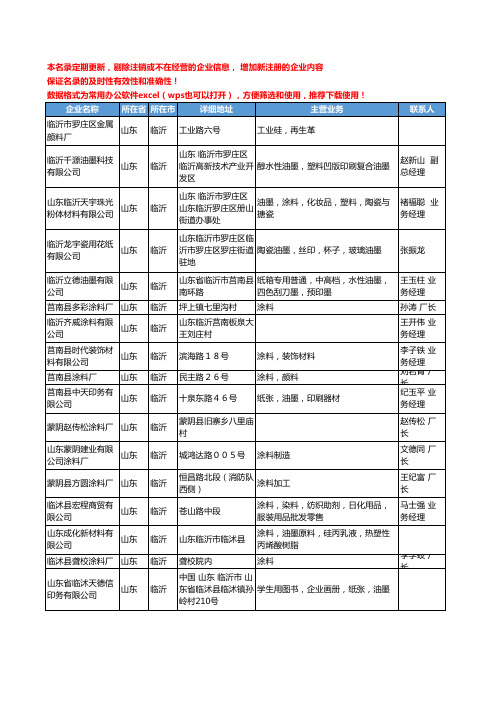 2020新版山东省临沂油墨工商企业公司名录名单黄页联系方式大全52家