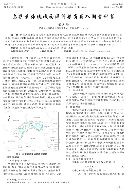 乌梁素海流域面源污染负荷入湖量计算