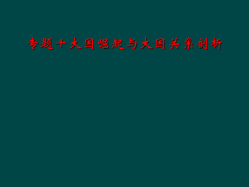 专题十大国崛起与大国关系剖析