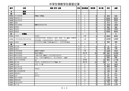 中学生物仪器配备标准