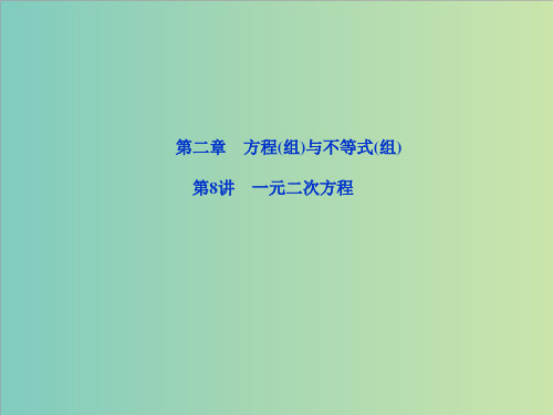 泰安市中考数学一轮复习《第8讲：一元二次方程》课件