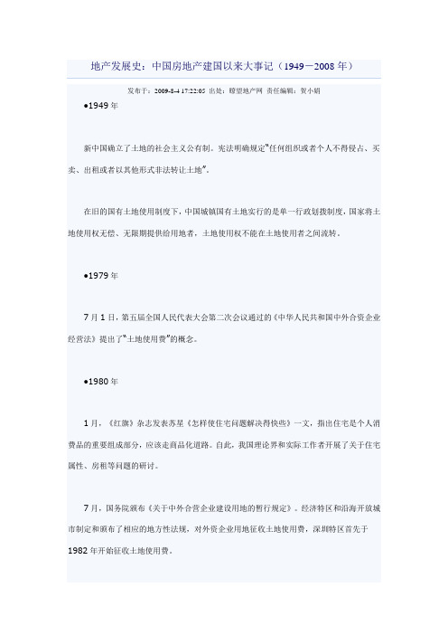 中国房地产发展大事记