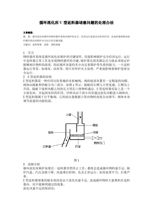 循环流化床U型返料器堵塞