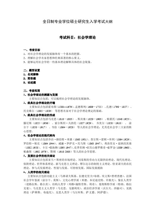 中国农业大学2021年728社会学理论考试大纲