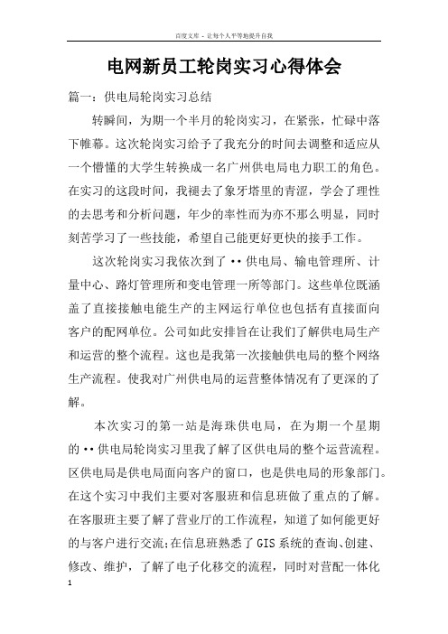 电网新员工轮岗实习心得体会doc