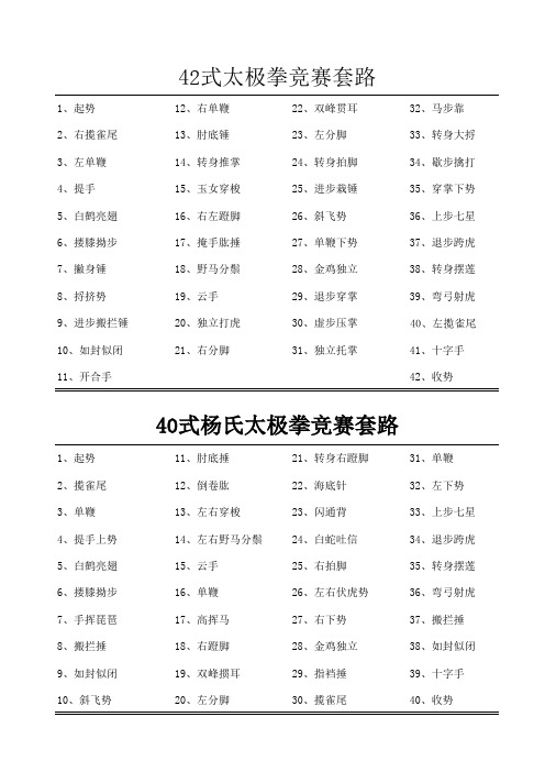 42式太极拳、40式太极拳打印版