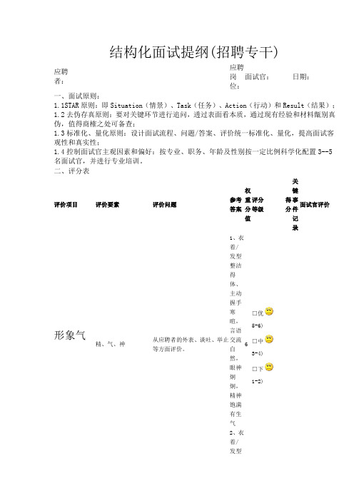 结构化面试提纲