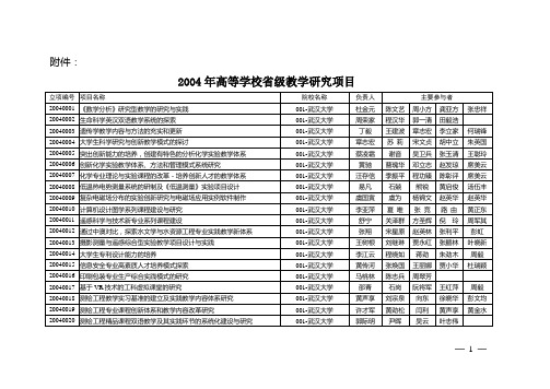 2004年高等学校省级教学研究项目