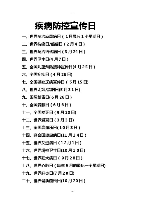 各种疾病防控宣传日