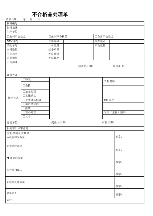 02-QC-F-097 不合格品处理单