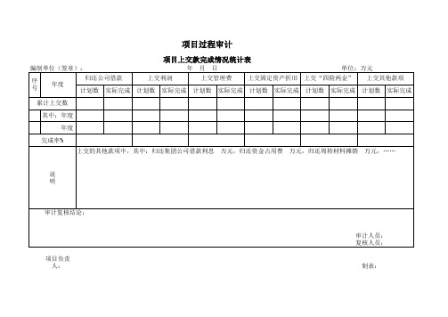 项目上交款完成情况统计表